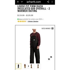 Carhartt Loose Fit Firm Duck Insulated Bib Overall - Black, XL